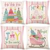 Pink Christmas Tree Christmas Throw Pillow Cover Linen Pillow Cover Pillowcase  Home Decoration
