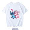 Women's Disney Summer Casual T-shirt with Stitch Design - Loose Fit Short-sleeved Student Top