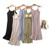 Women's Summer Strappy Nightgown with Built-in Bra - Loose & Long Pajama Dress
