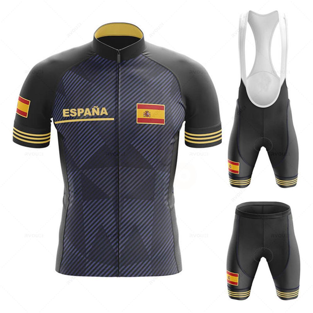 2026 Mens Spain Pro Team Short-sleeved Cycling Jersey Suit Bib Bicycle Set Uniform Maillot Ciclismo Hombre Verano 2022 Jumpsuit
