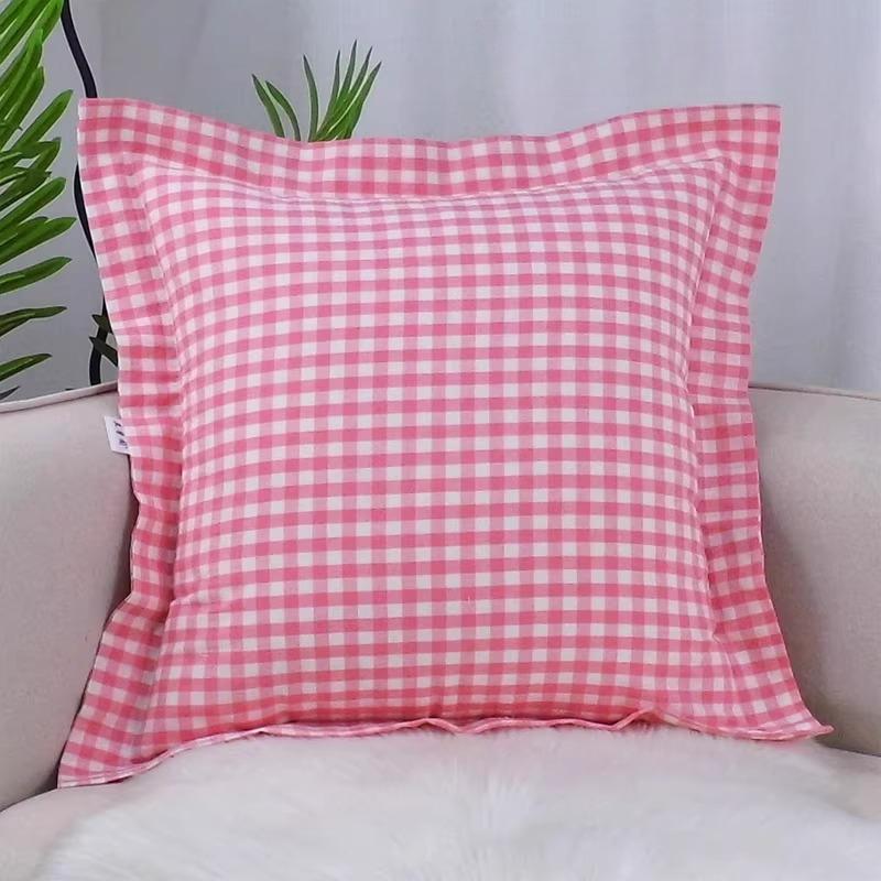 

Pure Cotton Striped Plaid Print Large Pillow Cover Soft Breathable Sofa Square Throw Pillow Case Detachable Washable Home Decor 50X50cm