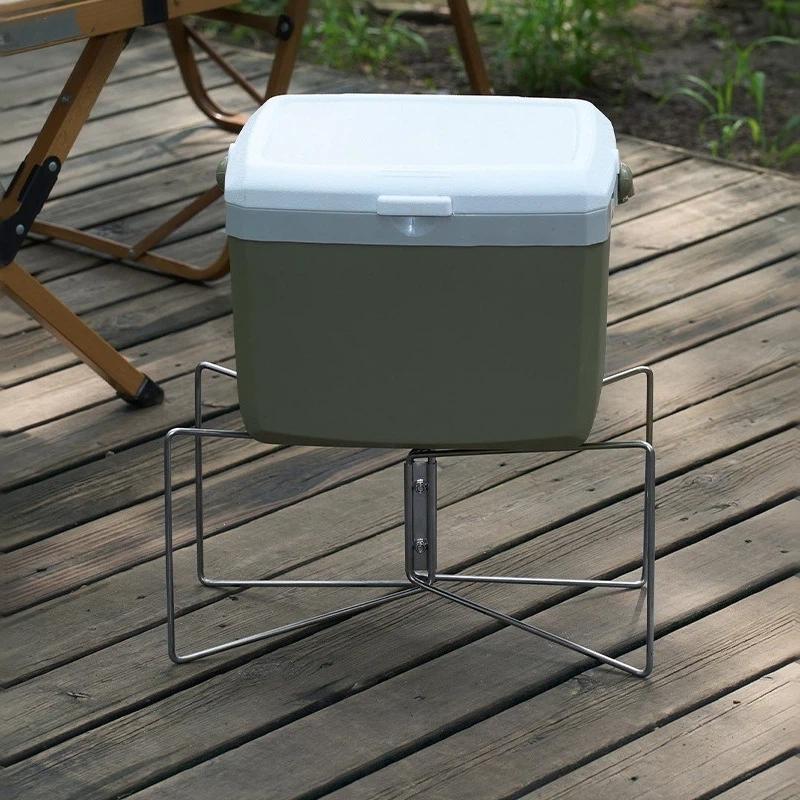 Folding Plastic Cooler Box Stand Portable Ice Box Holder Storage Support Shelf For Outdoor Camping Picnic