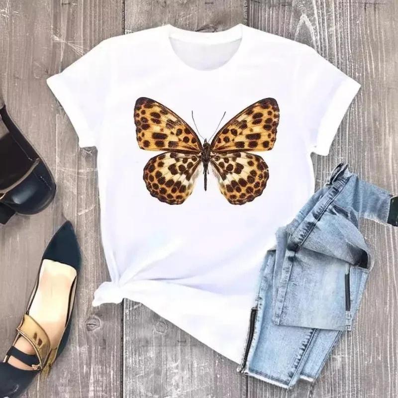 Womens White Short Sleeved Tshirt  Sunflower Bicycle Printed Casual Summer Fashion Tshirt with Rose Heart Pattern Top