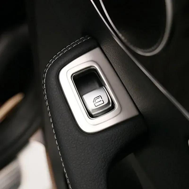 For Mercedes Benz GLC C Class W205 X253 2015- Metal Silver Car Window Lift Button Frame Cover Trim Sticker Car Accessories