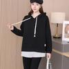 Dimanaf 2023 New Plus Size Women Hoodies & Sweatshirts Full Sleeve Patchwork Loose Solid Casual O-Neck Autumn Basic Tops 2023 Hat T-Shirt New Pullover