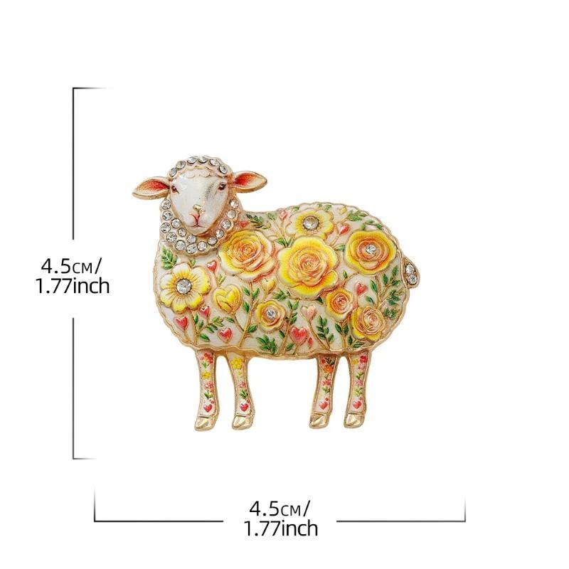 Premium Alloy Rose Flower Goat Brooch Hypoallergenic Unisex Lapel Pin for Year of Goat Celebration Office Party Gift