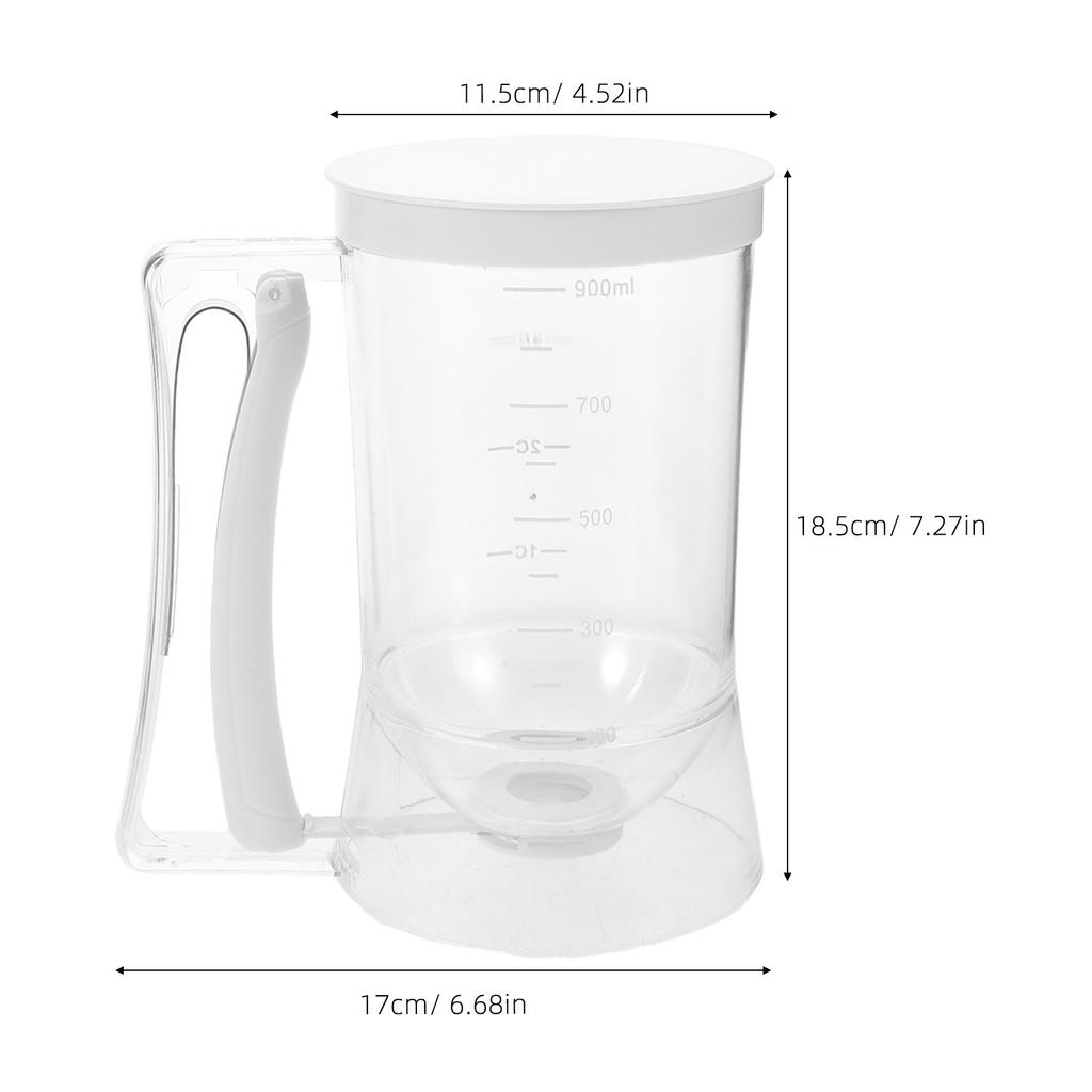 4-Cup Batter Mixing Jug Dispenser with Squeeze Handle Portion Control Non-Drip Pouring for Pancakes Waffles Cupcakes Crepes Mini