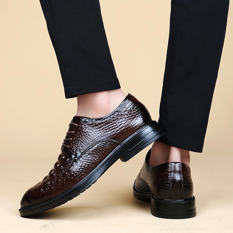 Crocodile Pattern Men Wedding Dress Footwear Lace-Up Men's Outdoor Business Oxfords Shoes Fashion All-match Men Casual Shoes