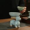 Creative Solid Color Cow Tea Pet Ru Kiln Open Piece of Ceramic Zen Tea Ceremony Accessories Used To Place The Tea Filter Tool