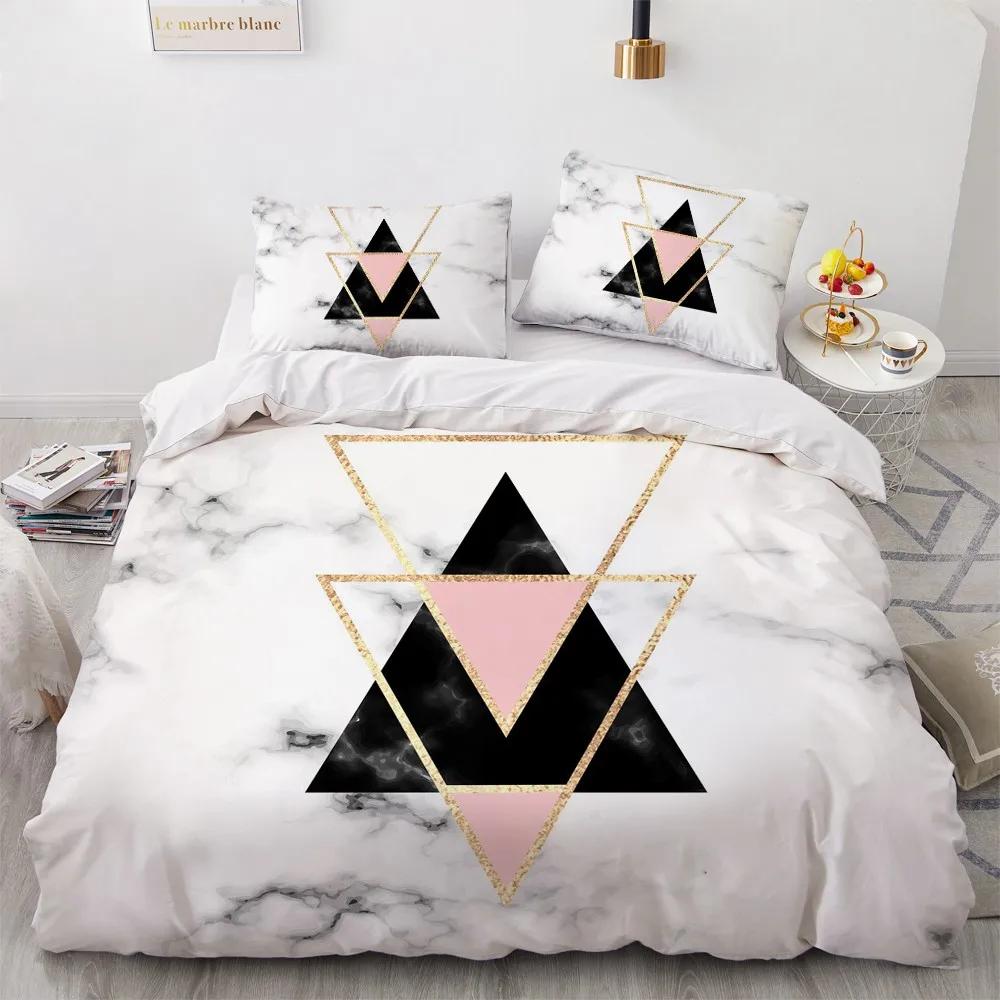 

Comforter Black Marbling Geometric Pattern Black Gold Bedding Sets 2/3Pcs Comforter King Queen Single Twin Full Size Comforter (quilt)-EU Single(135*200cm)3pcs