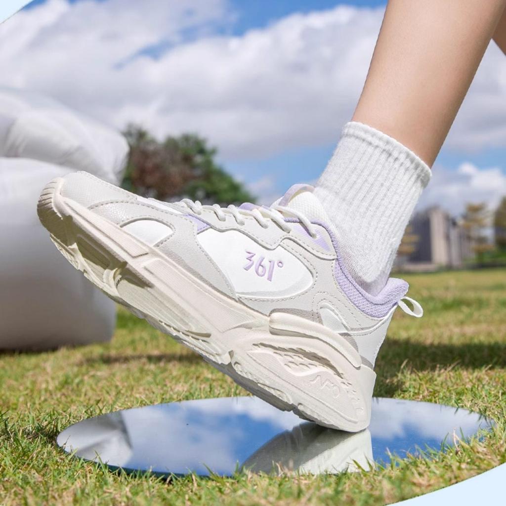 361 Slip Resistant Abrasion Resistant Low top Running Shoes Women's White Gray Purple 682446728-2