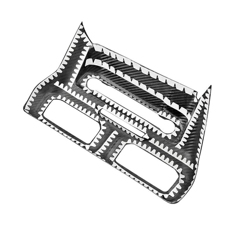 Carbon Fiber Car Multi-Media Console Frame Cover Center Console AC Air Vent Outlet Trim For Ford Mustang 2024 LHD