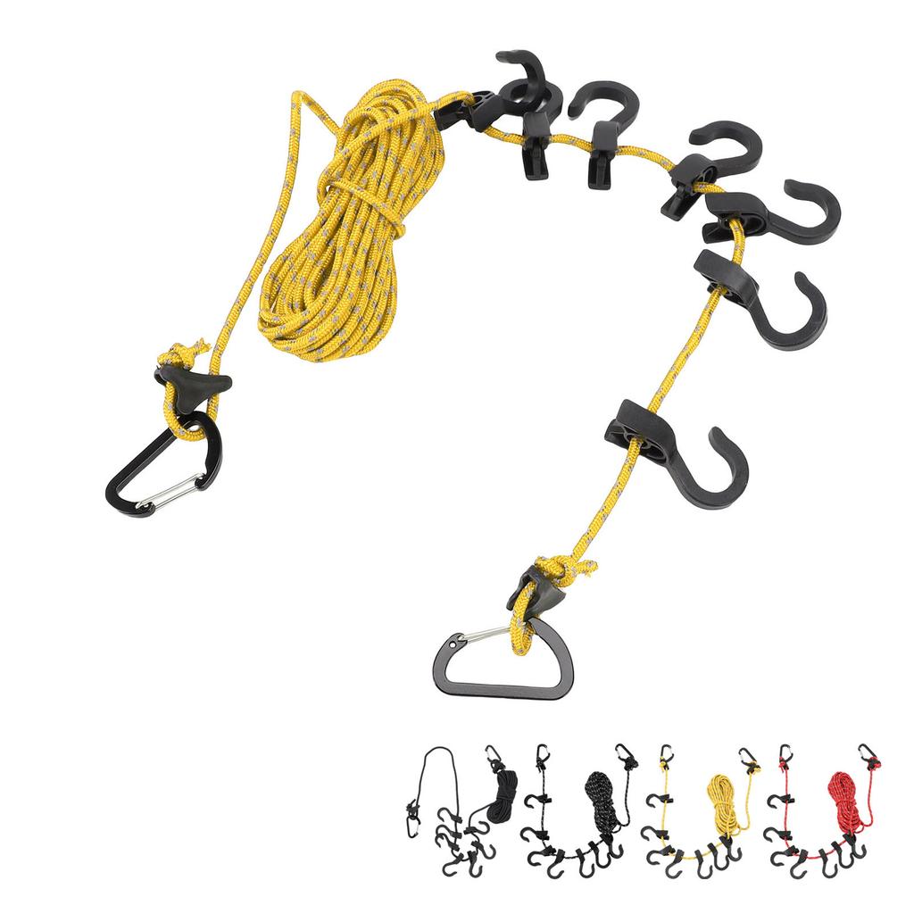 Portable Travel Clothesline Adjustable 16.4ft Length Clothes Drying Rope Windproof 5m Clothesline Wi