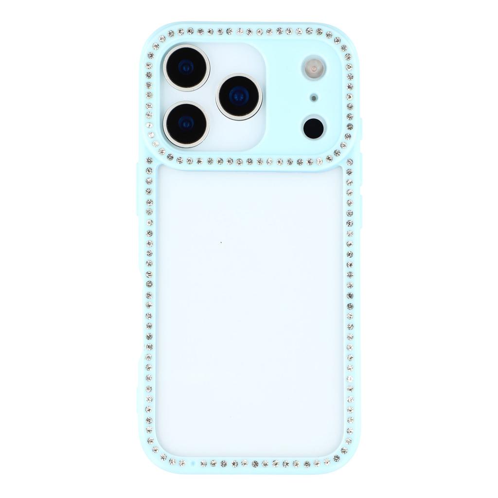 For iPhone 17 Pro Case Sparkling Rhinestone Decor TPU+PC Clear Phone Back Cover