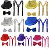 Performance Sequined Hat Solid Color Suspenders Fashion Performance Props Set  Christmas