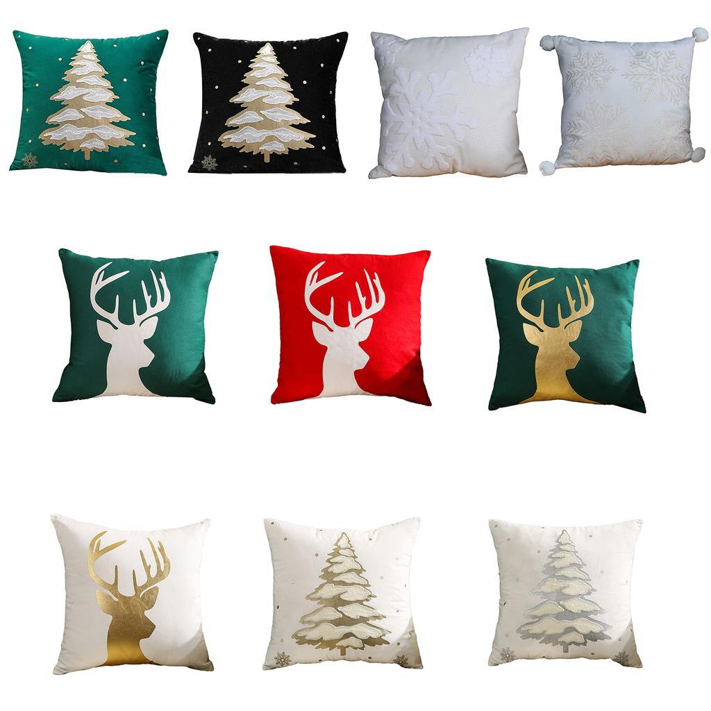 2024 Christmas Cushion Cover Embroidery Snowflake Pillowcase Merry Christmas Decoration for Home Winter Sofa Couch Offie
