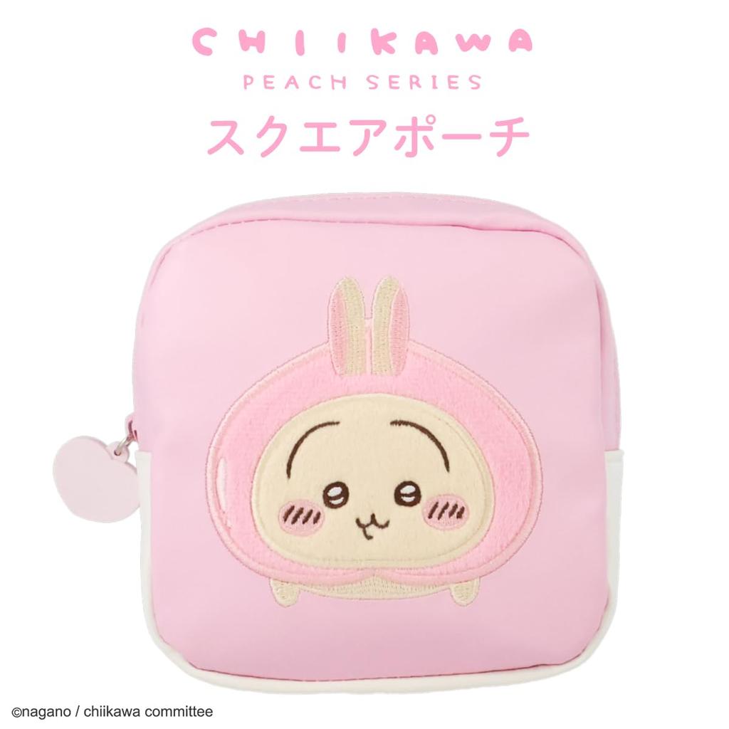 SHOBIDO Chiikawa Square Pouch "Usagi" Original Design Peach Series by Nagano