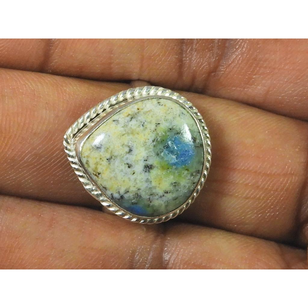 

Natural K2 Jasper Solid 925 Sterling Silver Handmade Pear Ring Size US-09 MK-42