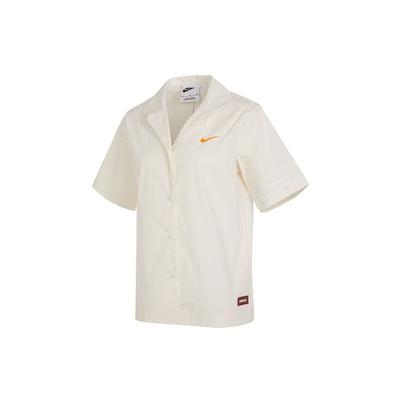 Sportswear Solid Color Suit Collar Outdoor Versatile Comfortable Simple Casual Short Sleeve Shirt Women Shirts White FJ7730-030