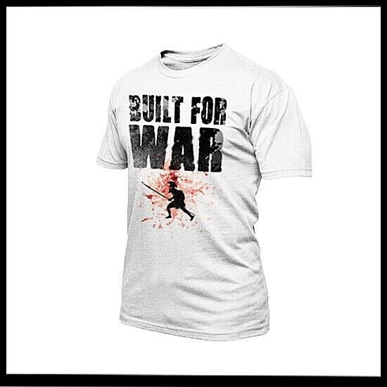 

Spartan Warrior T-shirt built for war blood splatter gladiator with spear attack 4XL
