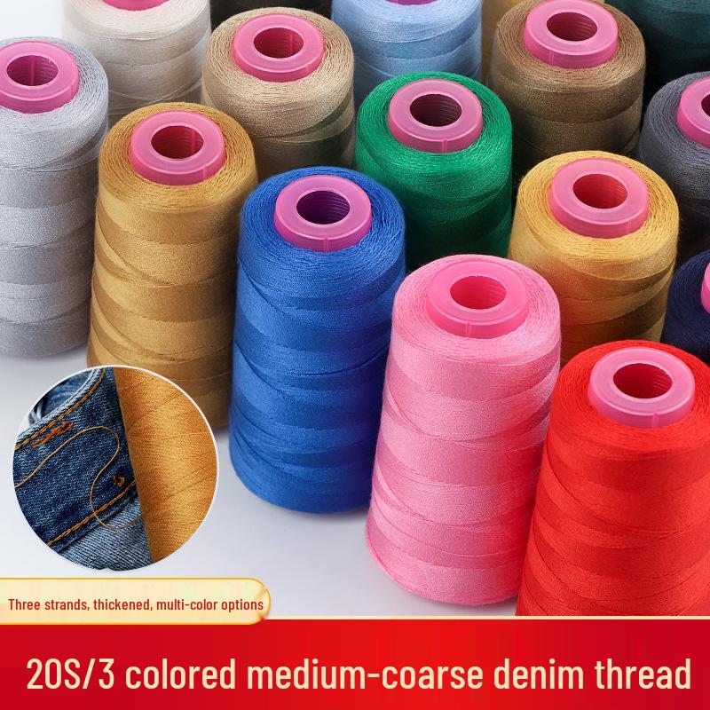 203 Jeans Denim Thread: Durable Three-Strand Polyester for Hand Sewing & Sewing Machines