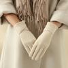 Vintage Thickened Women Suede Gloves Plush Full Finger Touch Screen Gloves Keep Warm Windproof Winter Mittens Sports