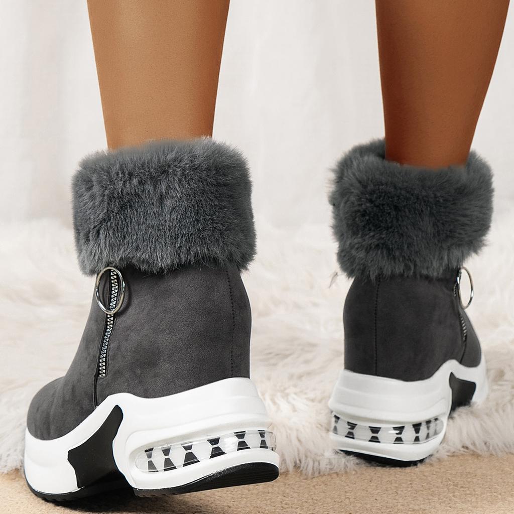 Women's Chunky Platform Boots Zipper Closure Winter Shoes with Thick Platform Heel (Non-Slip Sole) Warm Snow Ankle Boots Female Causal Shoes