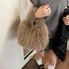 2025 new hair bag women's imitation fox hair pleated soft hand bag large capacity handbag plush bag