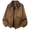 Mens PU Leather Jacket Loose Fit Casual Vintage Coat Plus Size Stand Collar