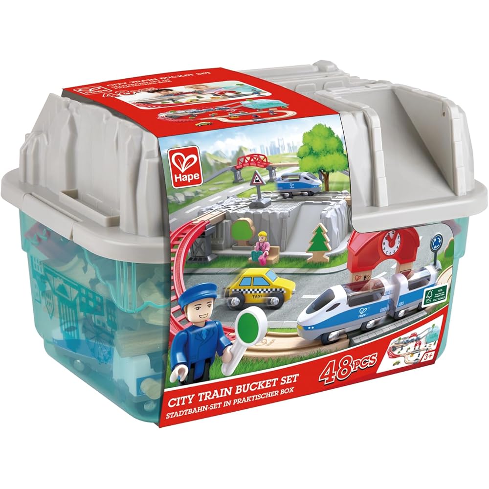 Hape City Rail Box Set Wooden Educational Toy 75x87x14cm for Ages 3 and Up