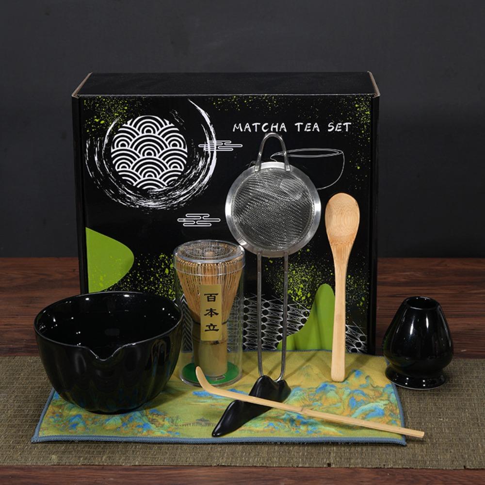 

7 шт. Керамическая чаша Бамбуковый венчик Часэн с носиком и лопатка Чашаку Полный набор для чая