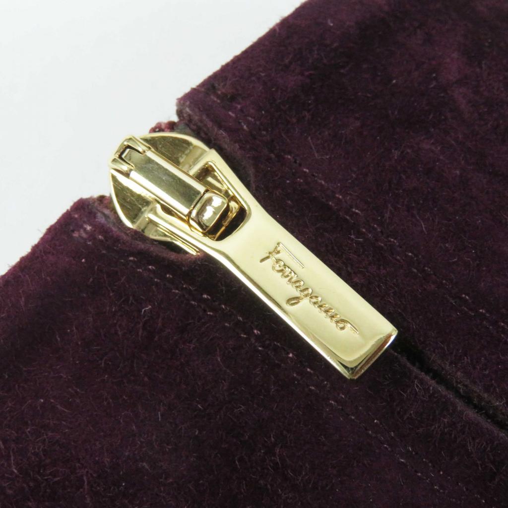 Excellent Salvatore Ferragamo Short Boots Suede Purple Goatskin Women Used