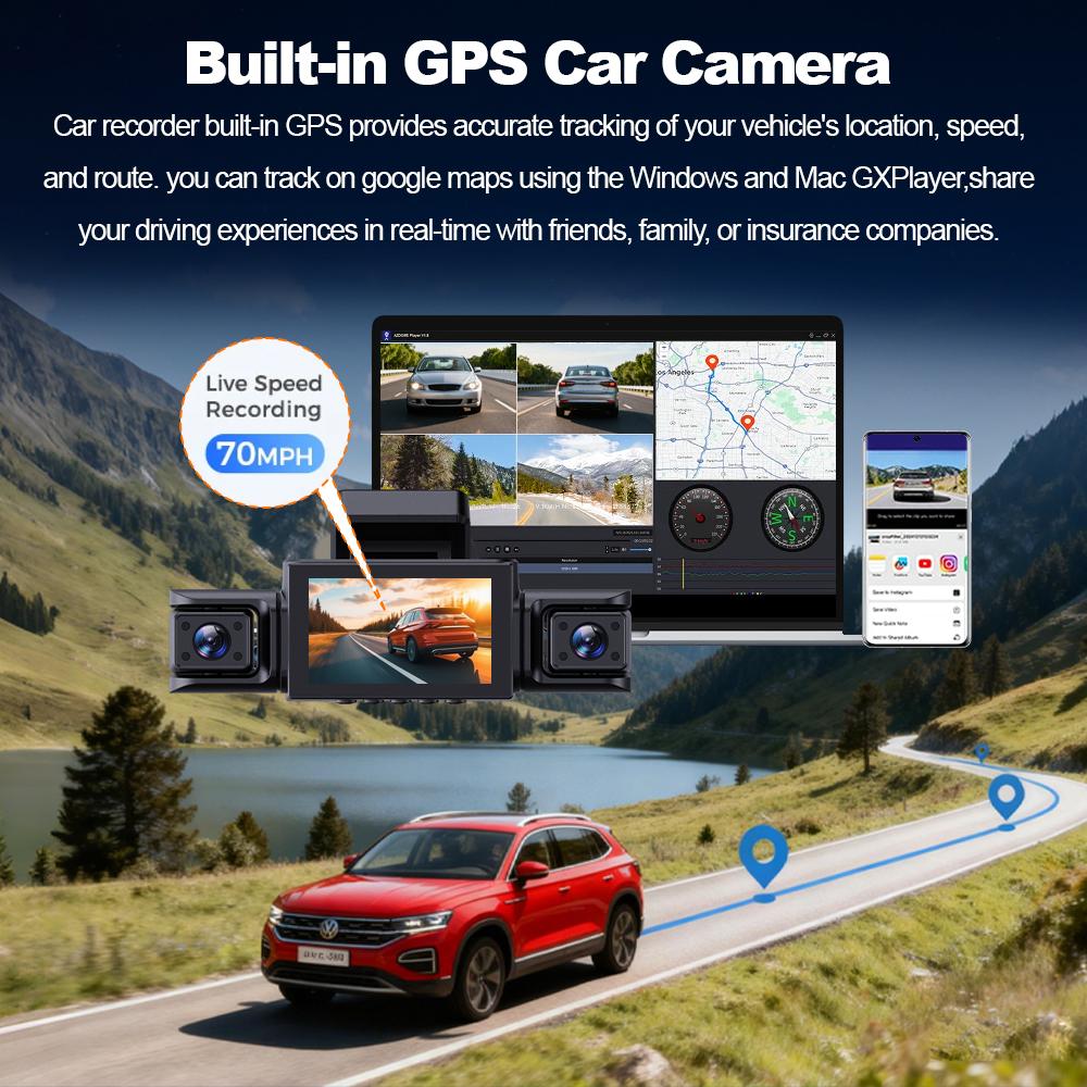 BEPOCAM Dash Cam 4K 4 Channel Front and Rear Inside 360° Car Camera for Cars Built-in WiFi GPS WDR Night Vision 24H Parking Mode