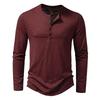 Men's Cotton Button Henley Neck Shirt Long Sleeve Casual Button Solid Color Fashion T-Shirts