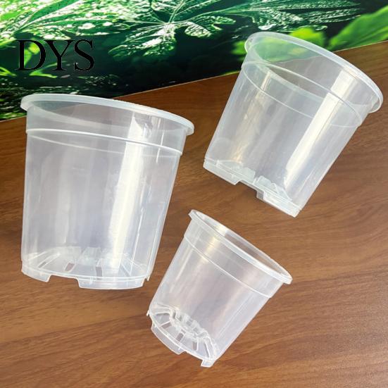 Orchid Repotting Supplies Clear Plastic Pot with Saucer, Plant Pots Drainage Holes, Ventilated Flower for Rose, Phalaenopsis, Seedings Indoor