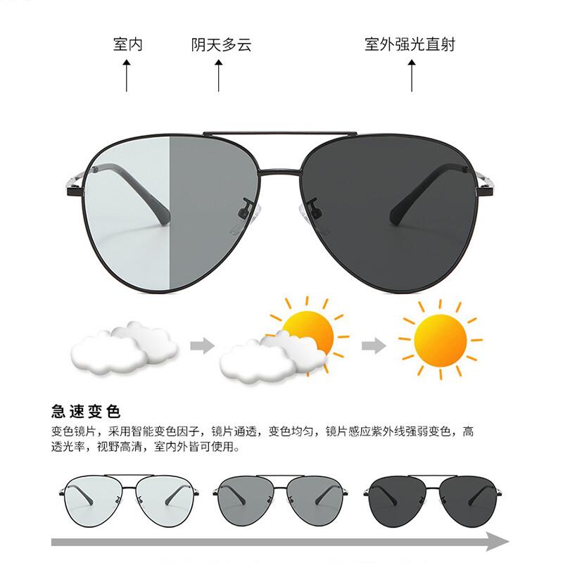 Men Photochromic Polarized Sunglasses Driving Fishing Chameleon Glasses Change Color Sun Glasses Classic Pilot Eyewear UV400