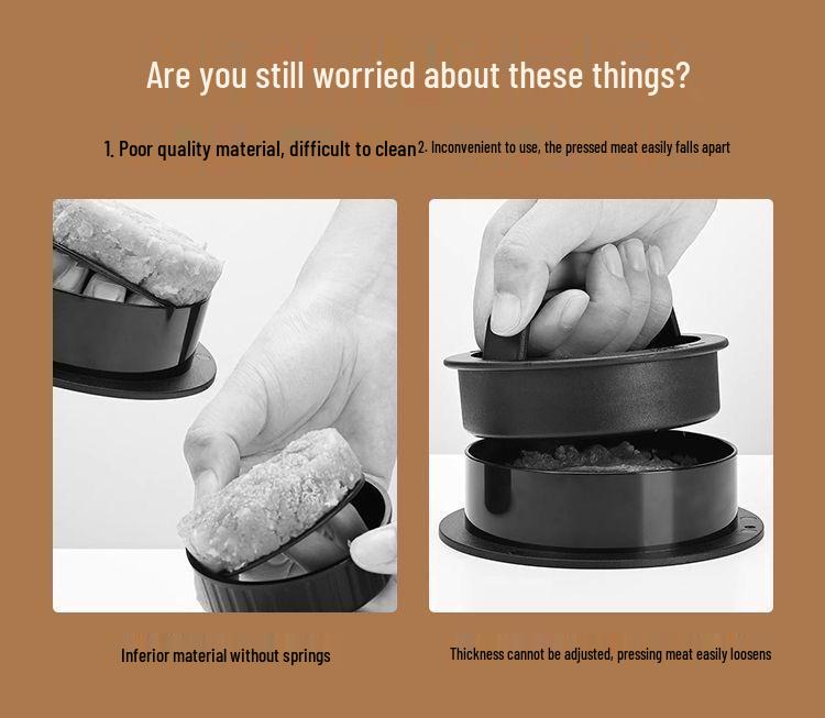 304 Stainless Steel Manual Hamburger Patty Press Mold for Kitchen