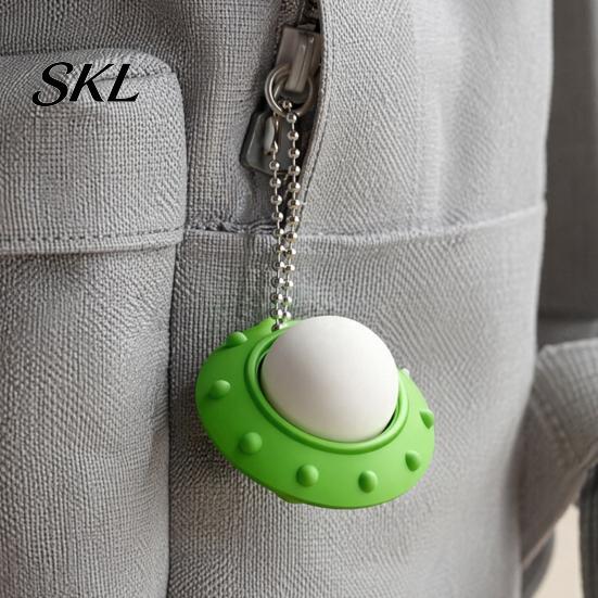 Tactile Fidget Toy 3D Printed UFO Decompression Toy, Creative Flying Saucer Pendant with Metal Bead Chain for Stress Relief, Anxiety Sensory Kids
