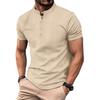 Men's Cotton and Linen Solid Color Casual Short Sleeved Shirt