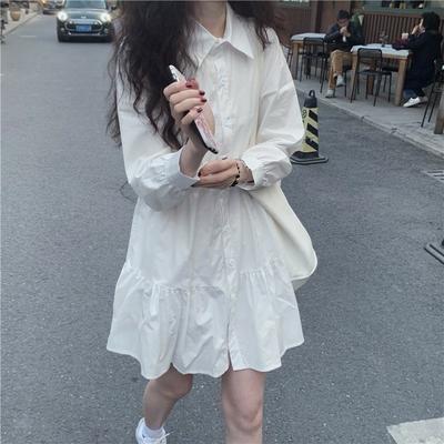 Spring Autumn Women's Sweet Japanese Style Long Sleeve Dress Summer Korean White Shirt Dresses