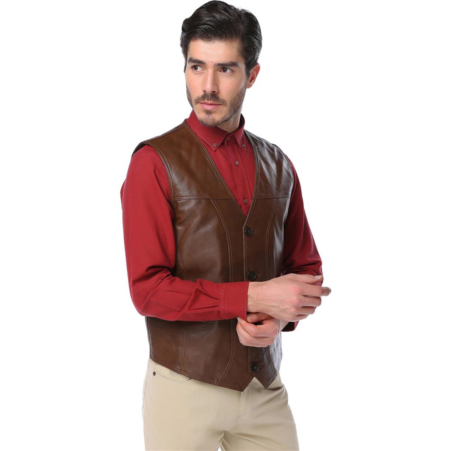 

Жилет Dericlub Man из 100% натуральной кожи XS верблюд