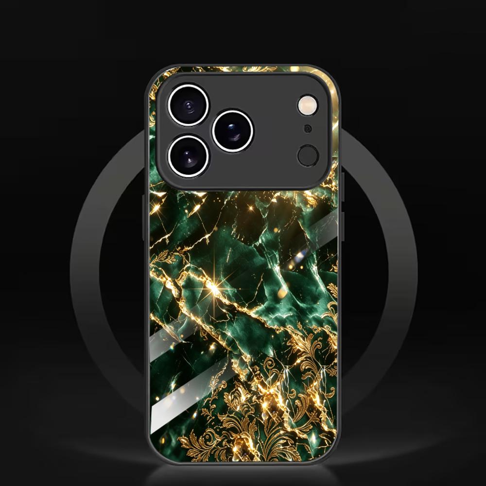 Greenish gold exquisite phone case for funda iphone for iphone 17 pro max cover glass for iPhone 17 16 15 14 13 12pm Pro Plus