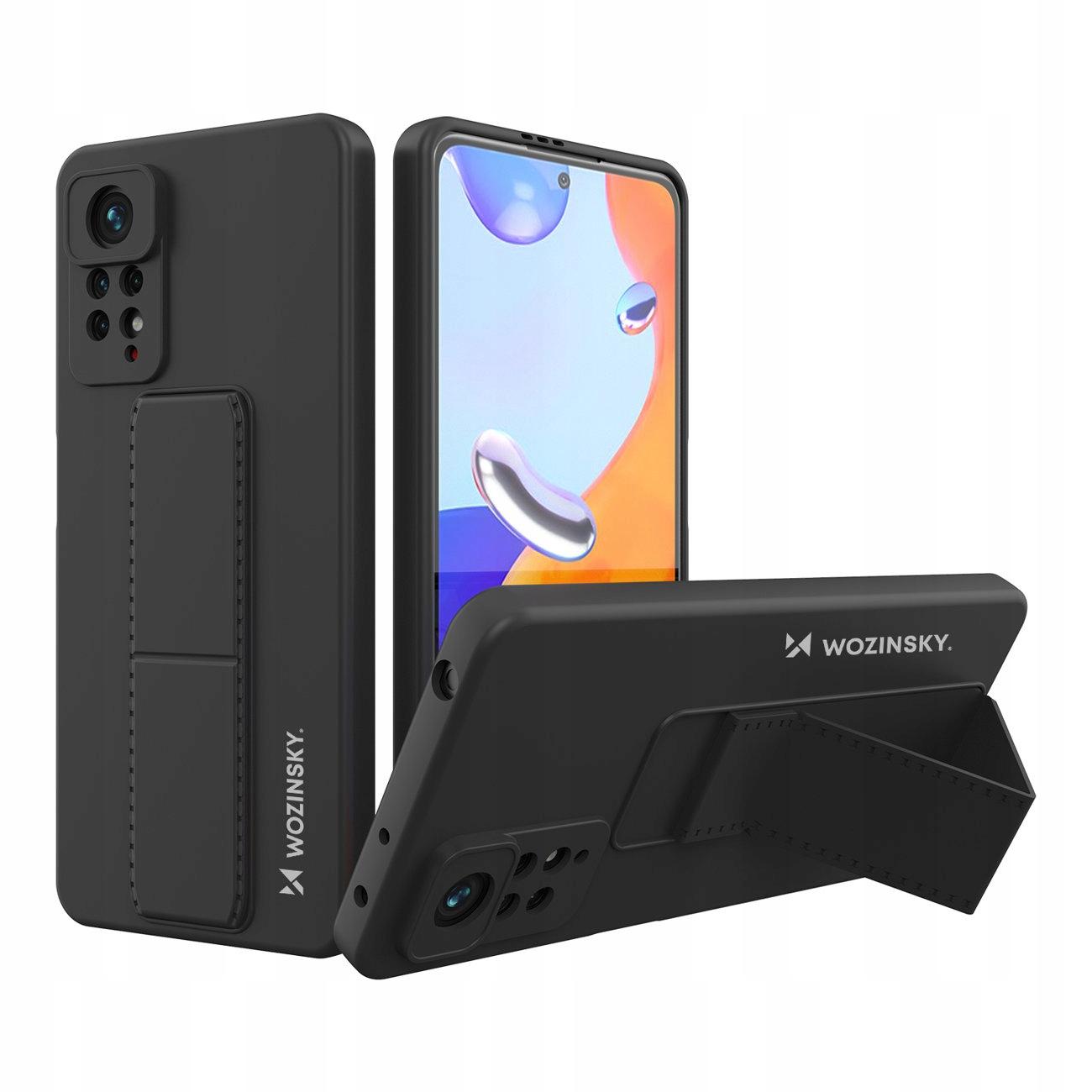 Wozinsky Kickstand Case Silicone Case with Stand Case for Xiaomi Redmi Note 11 Pro Black - Bild 4