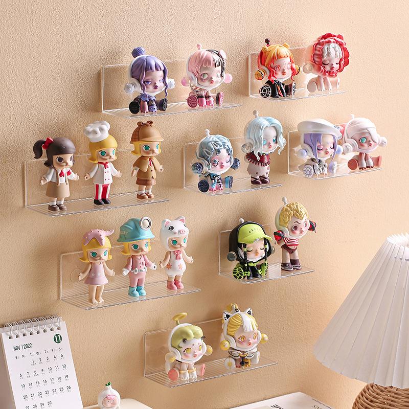 Self-Adhesive Transparent Acrylic Wall Mounted Figures Display Storage Rack Diy Toy Stand