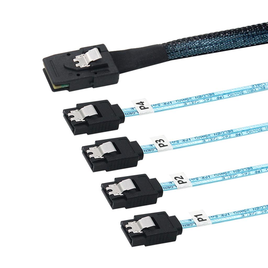 Mini SAS 36P SFF-8087 To 4 SATA 7 Pin HDD Hard Disk Internal Cable 90 Degrees Target Hard Disk Data Cable Durable