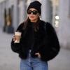Fall and Winter Coat Short Women's Casual Fashion Street Style Imitation Fox Fur Fur Women's Fur round Neck Tops Coat