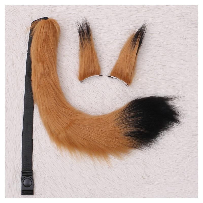 Un accessoire de cosplay de fille renard fait main, une barrette d'oreille de bête, une queue de bête, un ensemble queue paire d'oreilles de renard