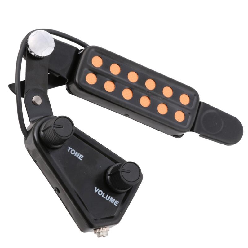 12-Loch Akustikgitarre Schallloch Tonabnehmer Magnetischer Wandler mit Ton-Lautstärke-Regler Audio