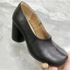 High-end Split-toed Shoes Women's New Light Mouth Retro Thick Heel High Heels Small Leather Shoes Fashion Shoes
