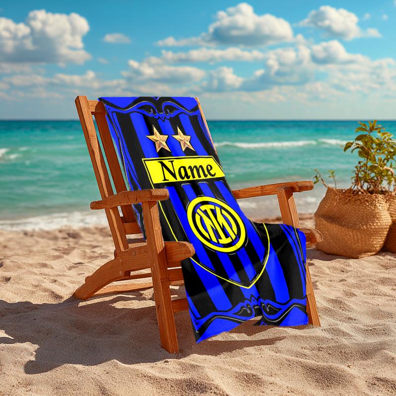 Personalized Customized Proof Beach Towel with Inter Milan Pattern - Soft, Absorbent,quick-drying,perfect Swimming,camping&bathing